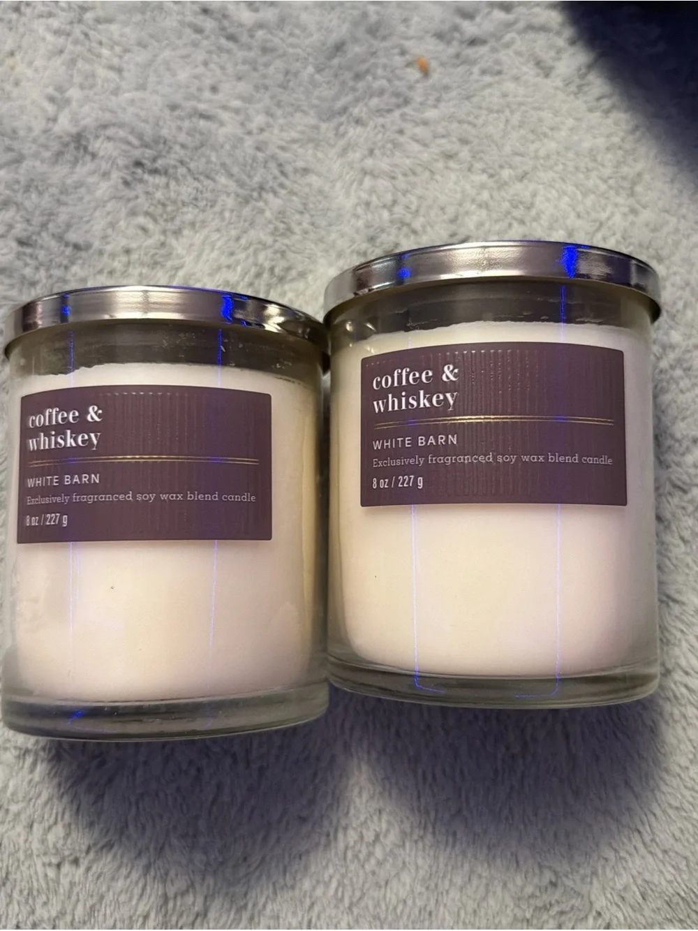 White Barn Coffee & Whiskey Candle - Cream with Purple Label